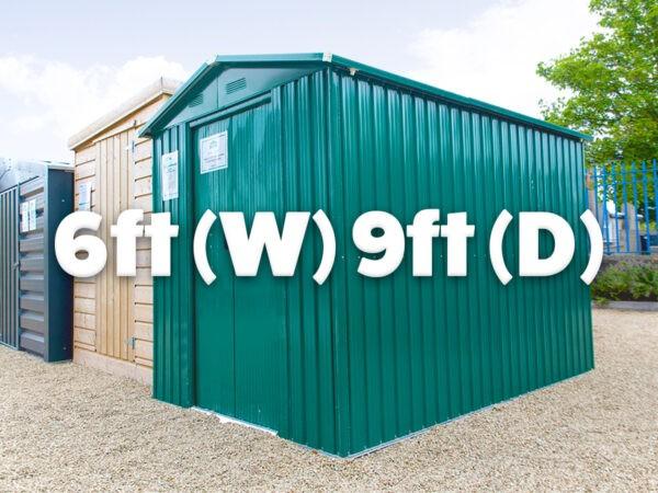 The 6ft x 9ft steel shed from Sheds Direct Ireland as seen straight on as an external view