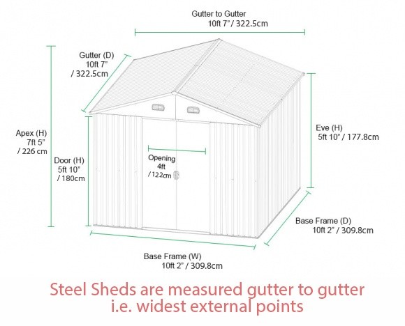 10ft x 10ft Shed Dimensions