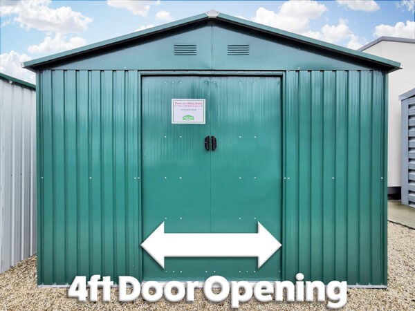 A wide view of the doors opening on the Colossus Shed. It reads '4ft door opening' on it.