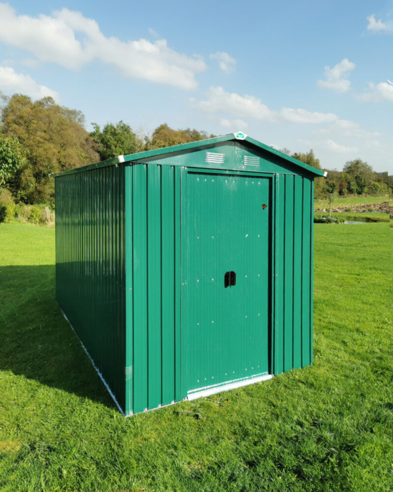 The 6ft x 9ft steel shed in a field