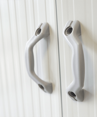 the handles of the steel cottage shed