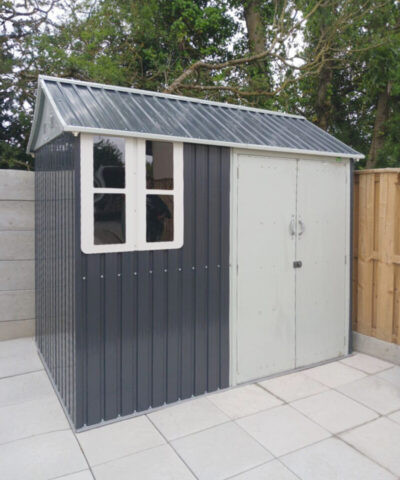 Steel cottage shed on a concrete base