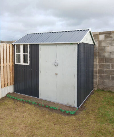 the small steel cottage shed in a garden in Kildare