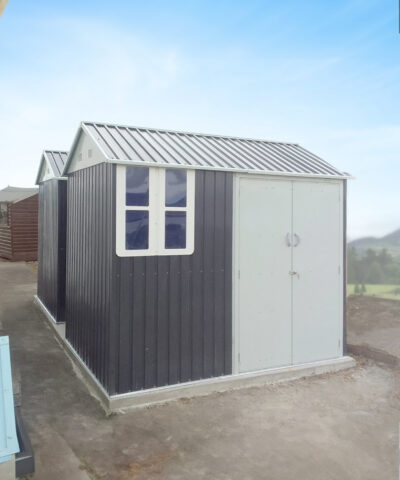 Two 8x6 steel cottage sheds back-to-back
