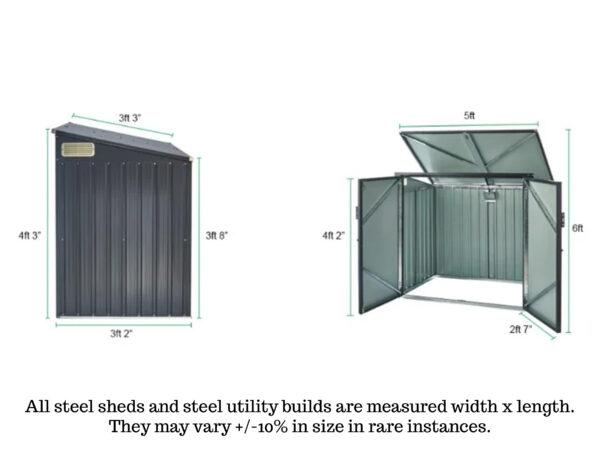 The dimensions of the two bin store from Sheds Direct Ireland