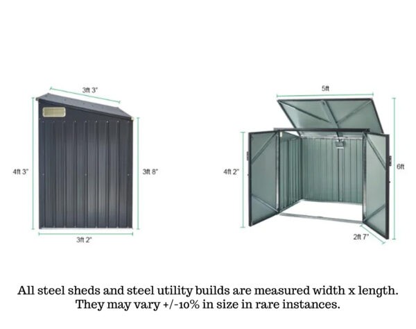 The dimensions of the two bin store from Sheds Direct Ireland