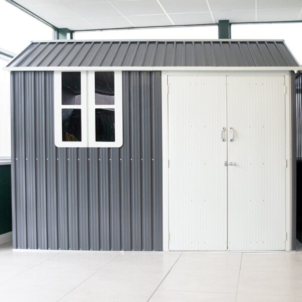A Steel Shed in a Cottage Style exterior, from the front