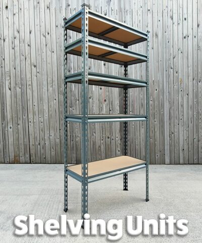 A picture of the add on shelving units available with the steel sheds