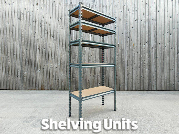 A picture of the add on shelving units available with the steel sheds