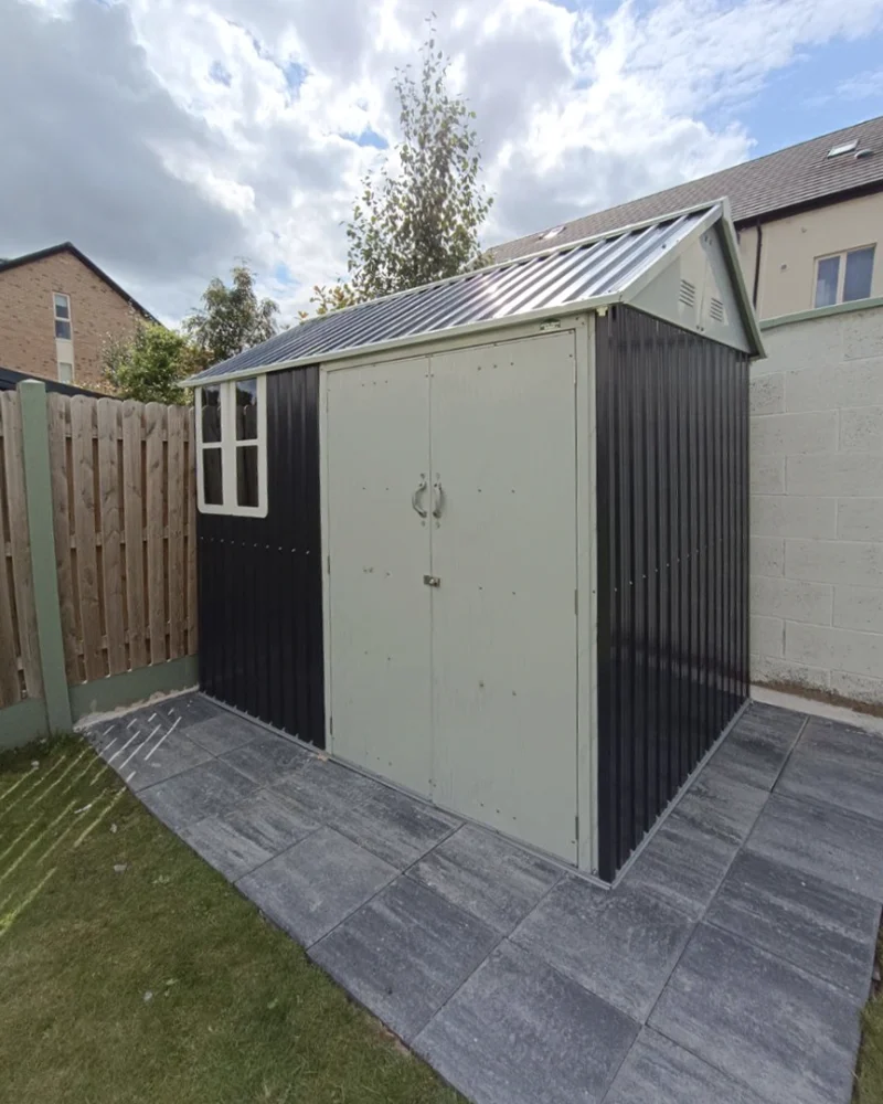 Steel Cottage Shed in a suburban garden
