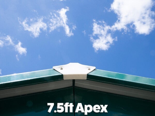 A view of the apex on the Colossus Shed. It reads '7.5ft Apex' on it