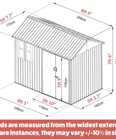 The steel cottage 8ft x 6ft sheds' dimensions