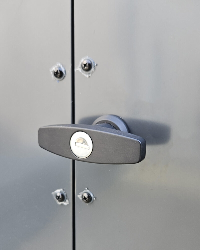 The external lock on the bike shed