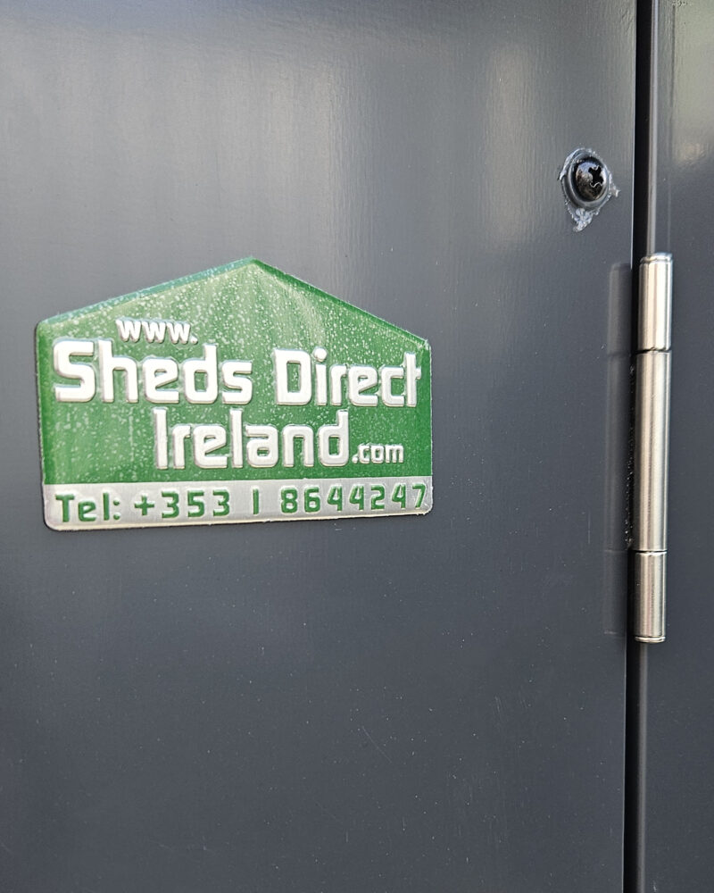 The sheds direct Ireland logo on the front door