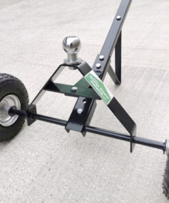 a low, wide angled view of the tyres and ball hitch