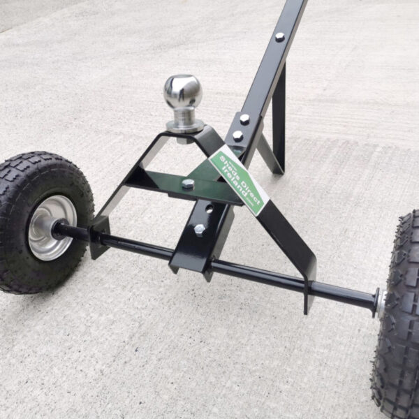 a low, wide angled view of the tyres and ball hitch