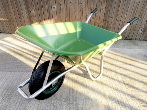 The green 90L wheelbarrow from sheds direct Ireland in Finglas