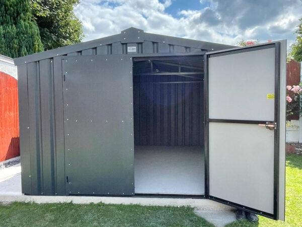 Heavy Duty Garage Shed with the door open