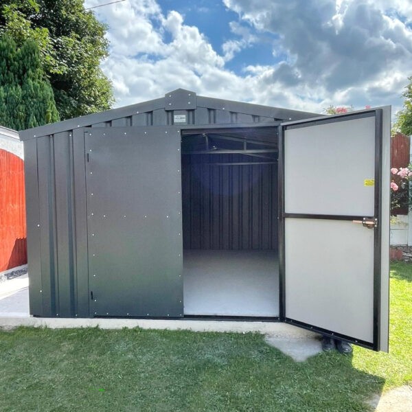Heavy Duty Garage Shed with the door open