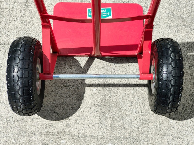 A view of the back of the sac truck, looking down at the base from head height