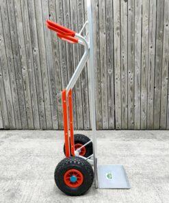 A profile view of the full aluminium hand truck from sheds direct ireland