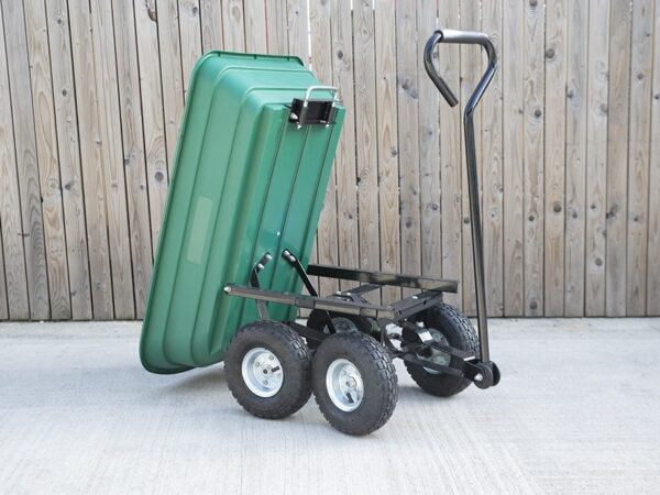 Tipping Utility Cart from Sheds Direct Ireland in the tipping position