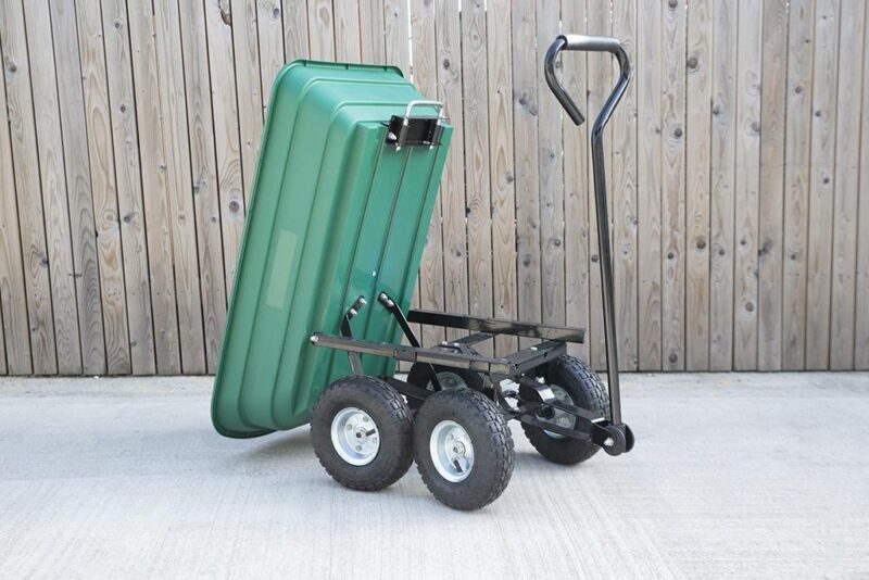 Tipping Utility Cart from Sheds Direct Ireland in the tipping position