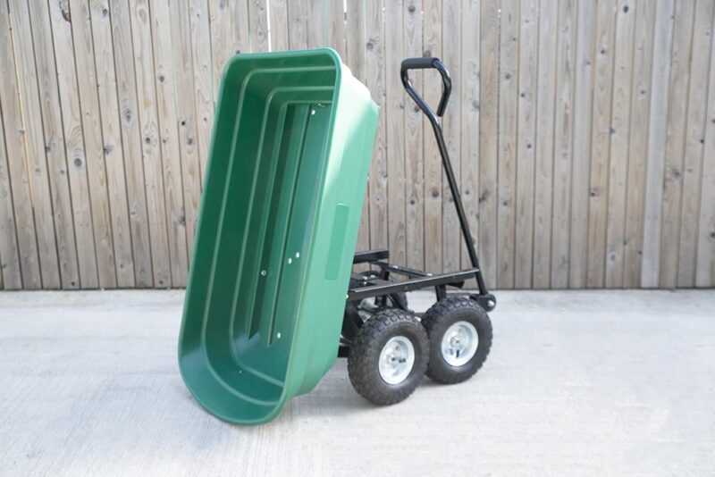 Tipping Utility Cart from Sheds Direct Ireland in the tipping position