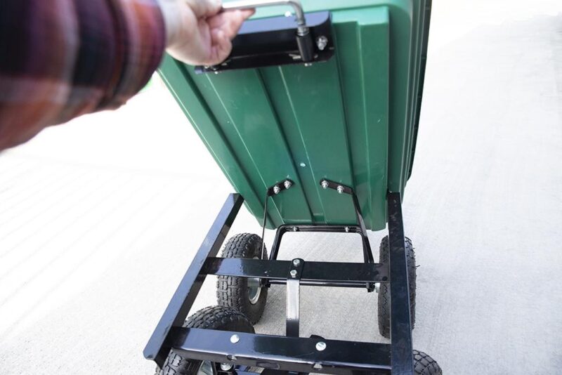 Detail of the underneath of the Tipping Utility Cart from Sheds Direct Ireland 2