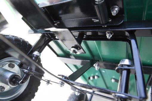 Detail of the underneath of the Tipping Utility Cart from Sheds Direct Ireland