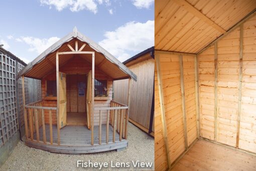 Fisheye view of a CHALET DIPTYCH WITH INTERNAL AND EXTERNAL VIEW COMBINED