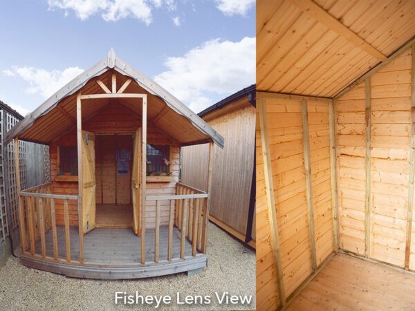 Fisheye view of a CHALET DIPTYCH WITH INTERNAL AND EXTERNAL VIEW COMBINED