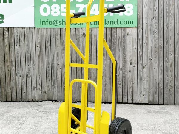 The bright industrial hand truck from Sheds Direct Ireland in Dublin