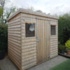 A wooden cabin shed