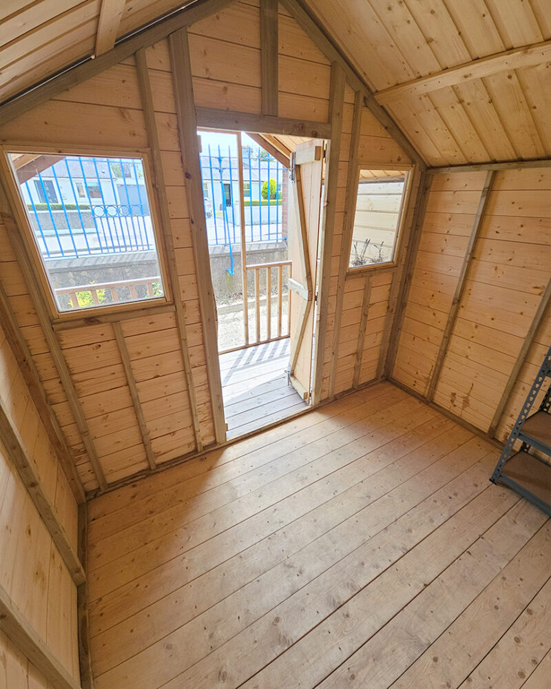interior, looking out of the shed