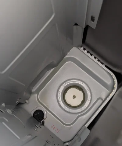 An internal view of the fuel tank of the inverter heater