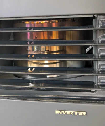 The grill at the front of the heater