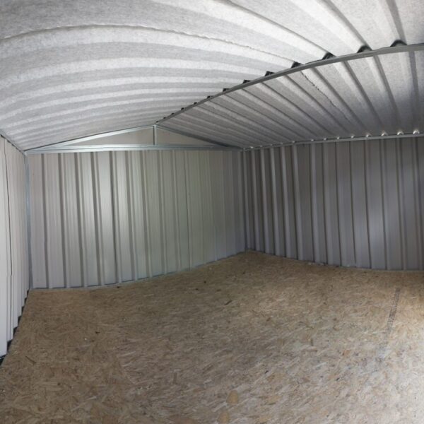 A fisheye angle view of the inside of a PVC Cladded Shed