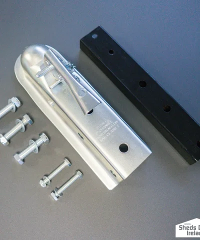 The straight trailer coupler as seen unassembled