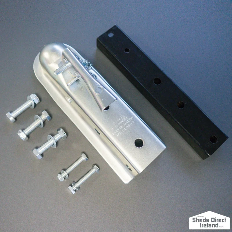 The straight trailer coupler as seen unassembled