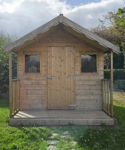 The front of the Wooden Lodge Shed
