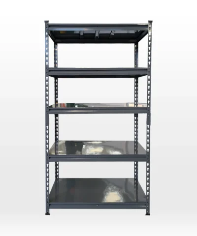 Front side of the metal shelves