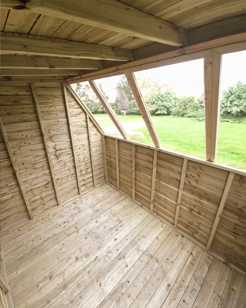 interior of the potting shed, showing the large side window