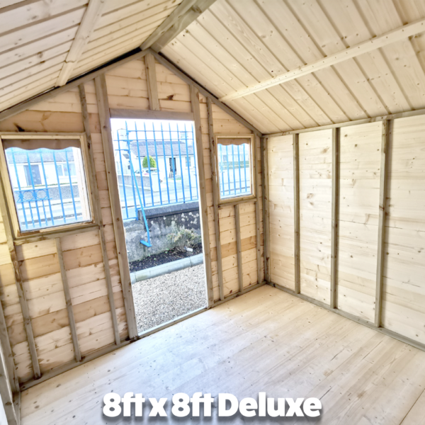 Inside the 8ft x 8ft Deluxe Shed