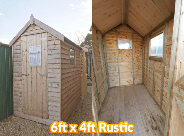 The 6 foot long and 4 foot wide rustic wooden shed