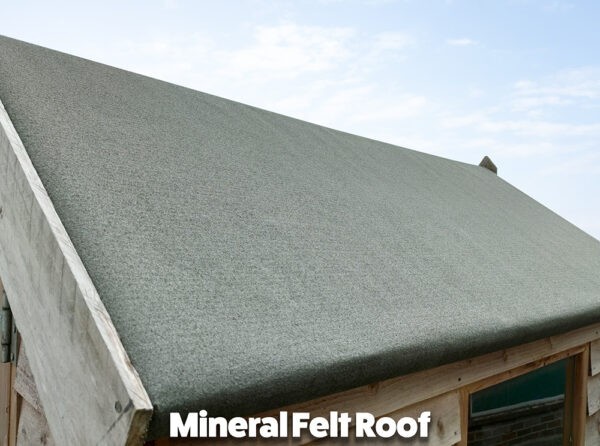 A sample of the mineral felt roof that comes as standard with all wooden garden sheds