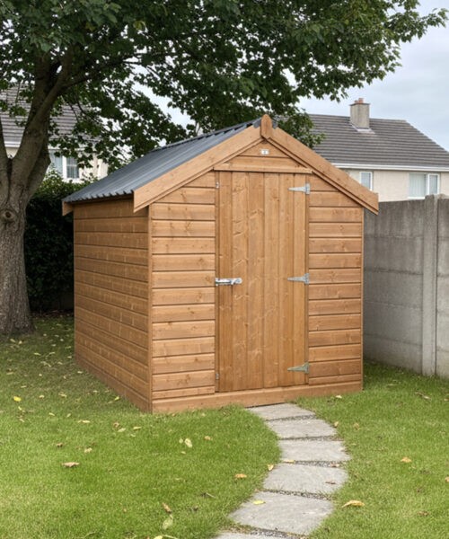 A Standard Style wooden garden shed in a Dublin garden