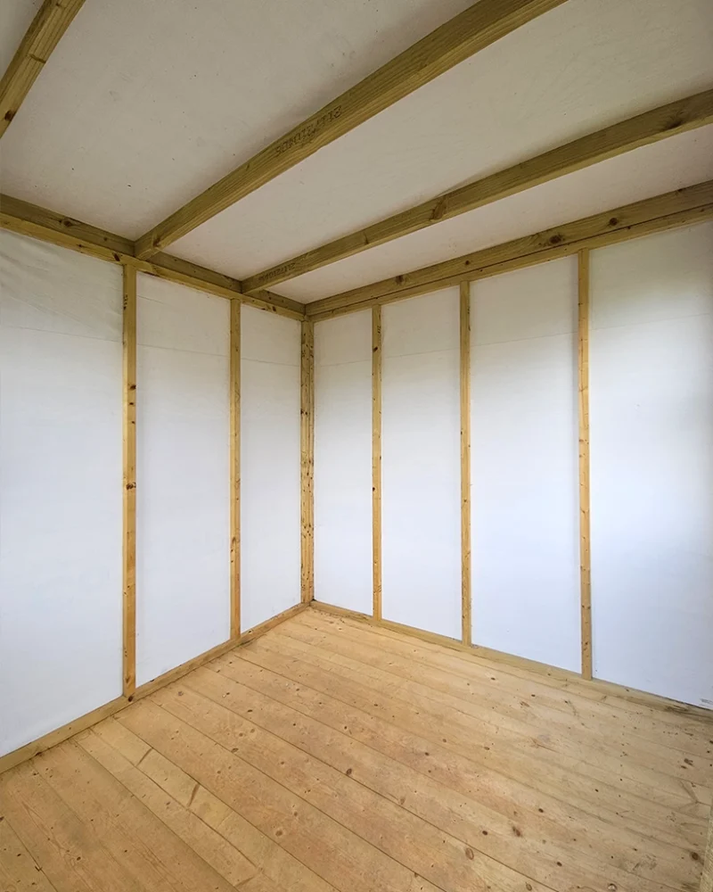 The interior of the corner shed