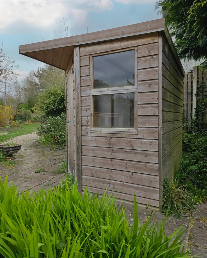 Side exterior of the Corner Shed