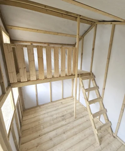 Interior playhouse with white lining